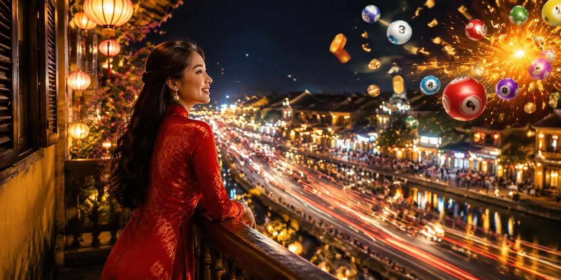 Không khí xổ số và cá cược buổi tối tại Hội An với đèn neon lung linh phản chiếu xuống dòng sông