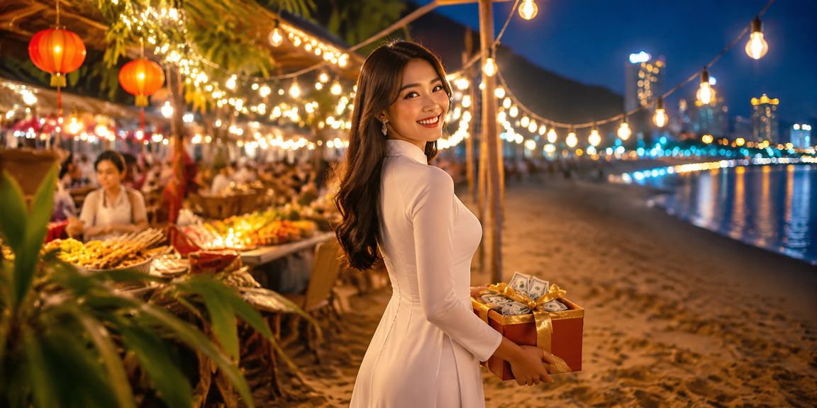 Khung cảnh biển Vũng Tàu với người dùng theo dõi kèo cá cược trực tuyến